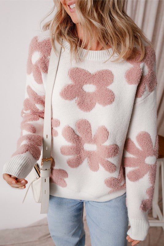 Flora | Vintage floral sweater with dropped shoulders