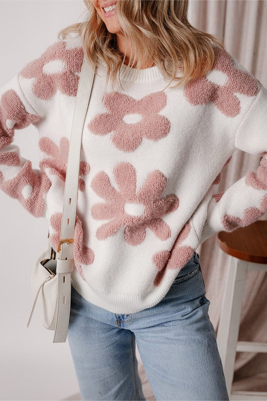 Flora | Vintage floral sweater with dropped shoulders