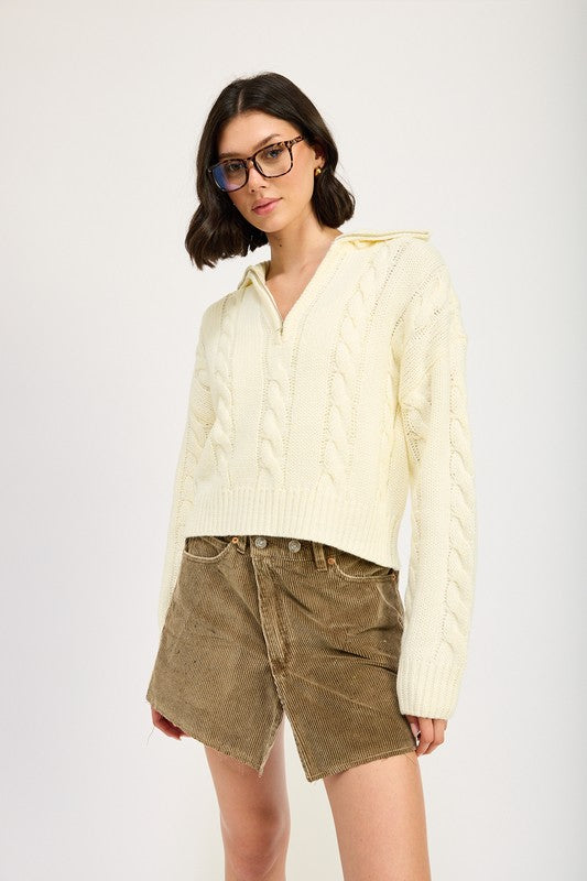 Daniela | Half zip cable knit sweater