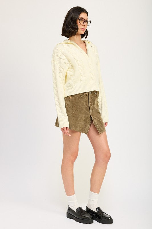 Daniela | Half zip cable knit sweater