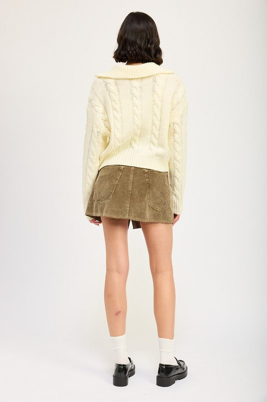 Daniela | Half zip cable knit sweater