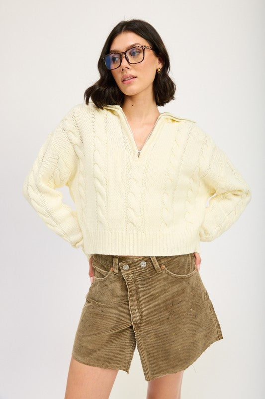 Daniela | Half zip cable knit sweater