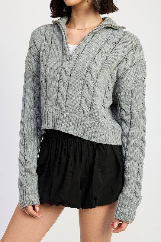 Daniela | Half zip cable knit sweater