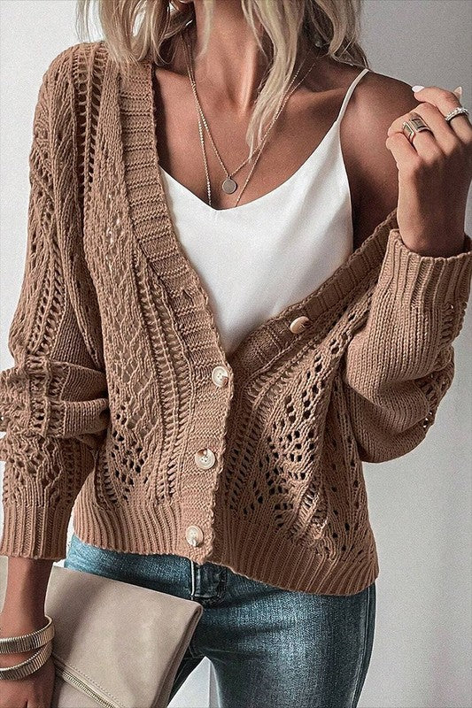 Fernanda | Open knit women's knitted sweater with deep shoulders