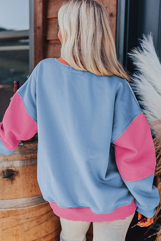 Krystel | Color block patchwork drop sweatshirt for women
