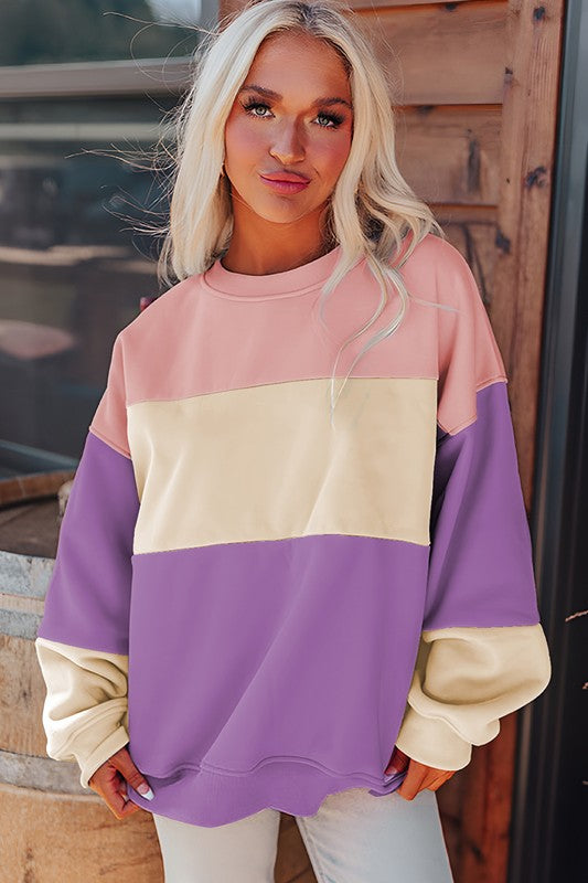 Krystel | Color block patchwork drop sweatshirt for women