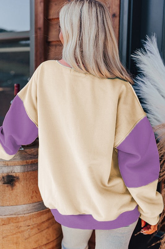 Krystel | Color block patchwork drop sweatshirt for women