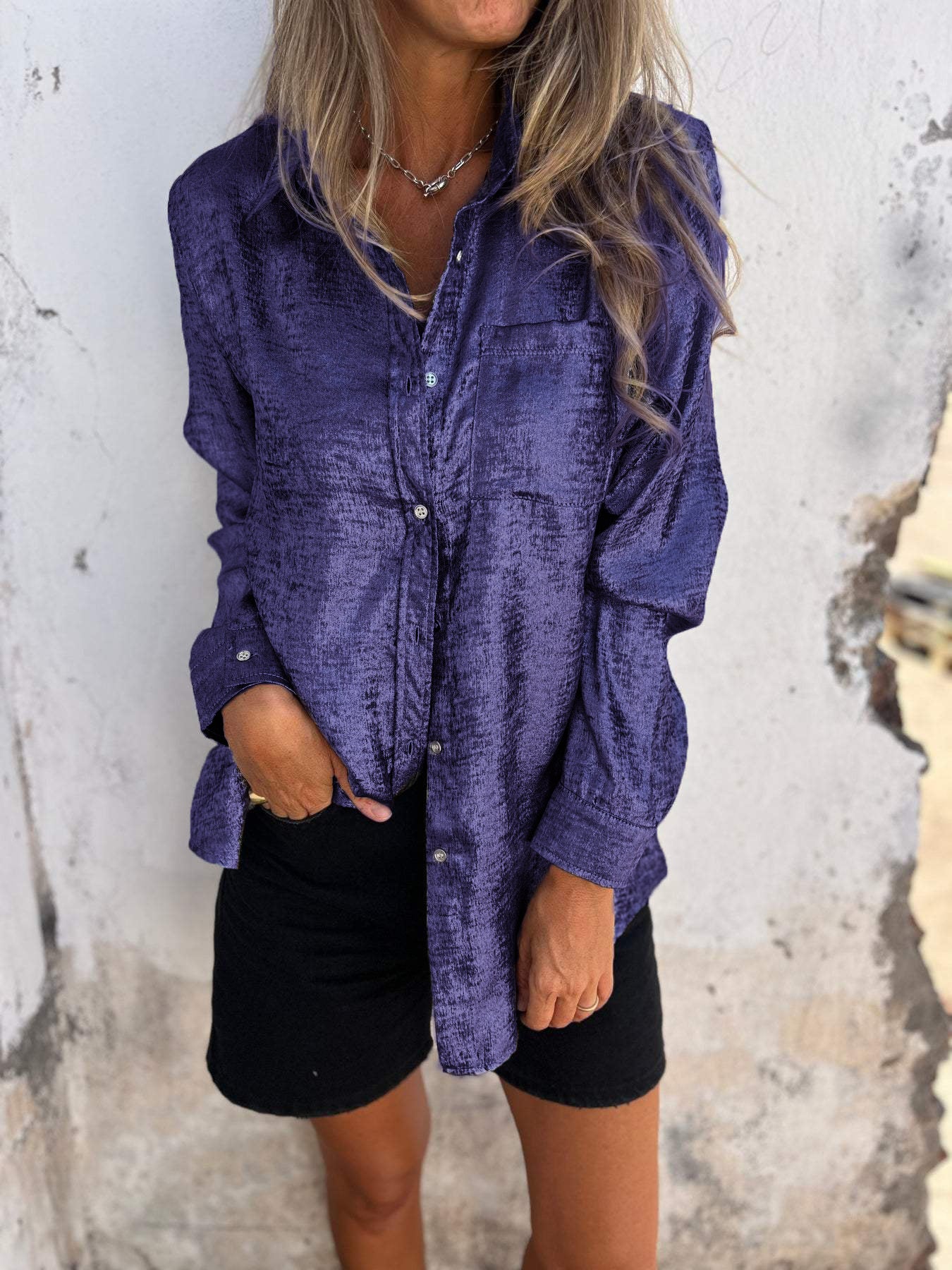 Hana® | Metallic-Bluse