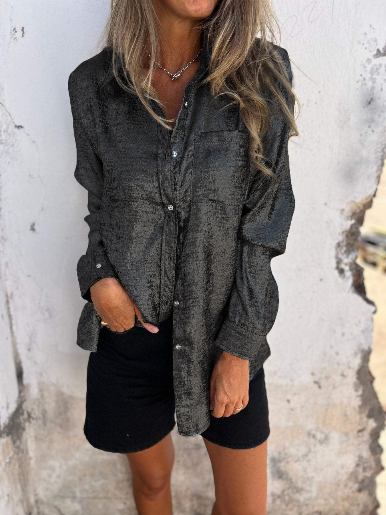 Jasmine® | Metallic women's blouse with collar