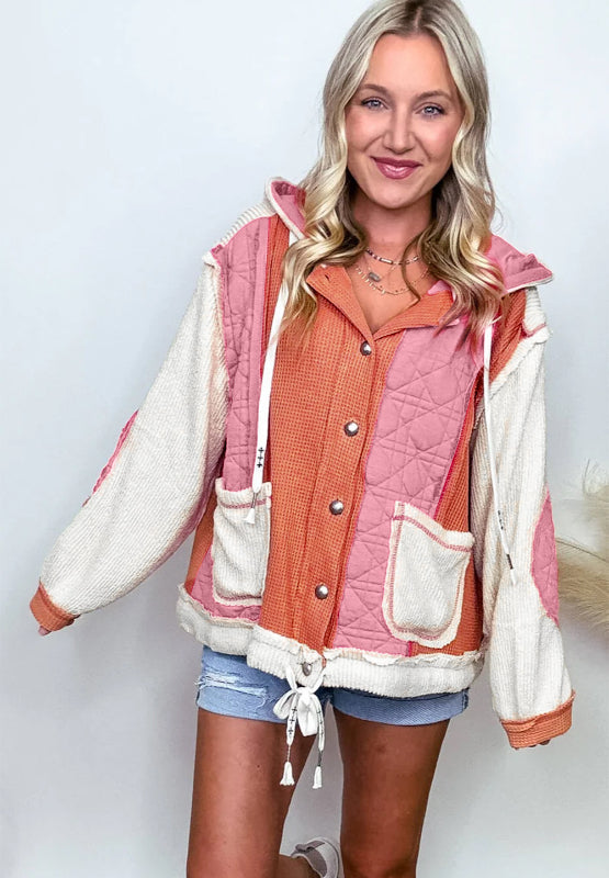 Monica | Long-sleeved hooded jacket with drawstring and button placket