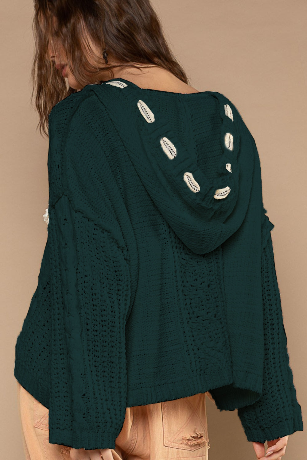 Maite | Chenille cable knit sweater with hood