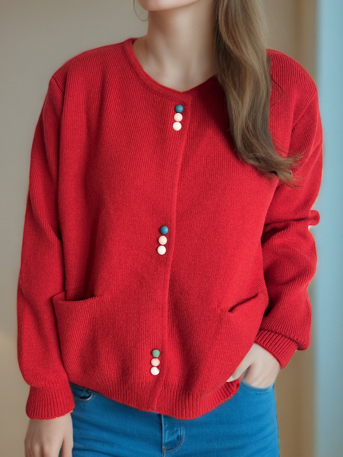Eulalia | Long sleeve cardigan with buttons and pockets