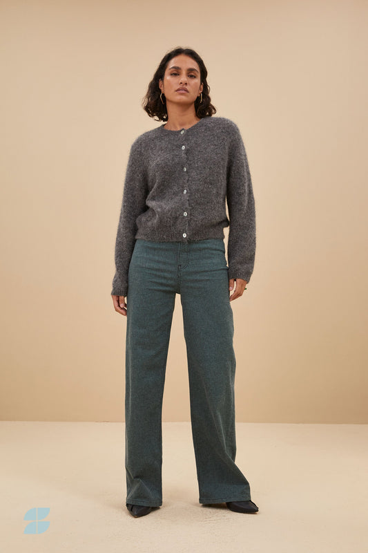 Estela | Striped linen pants in tropical jungle