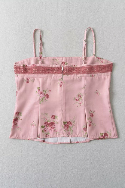 Pure Desire Floral Print Ruffled Cami Top