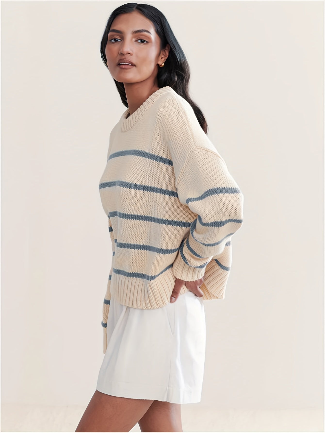 Yamel | Striped drop shoulder sweater
