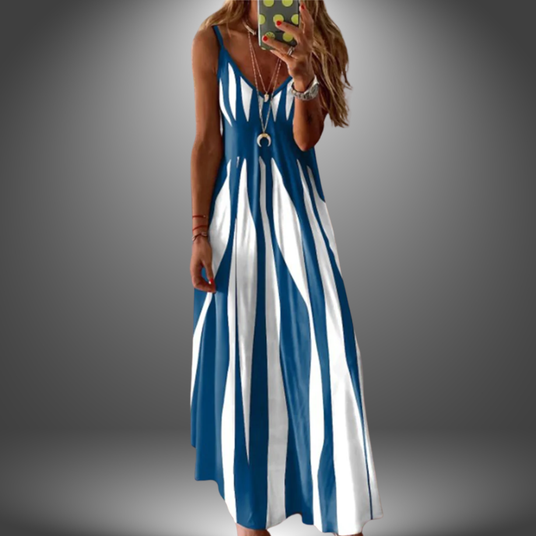 Brianna | Elegant Striped Sleeveless Maxi Dress for Effortless Style