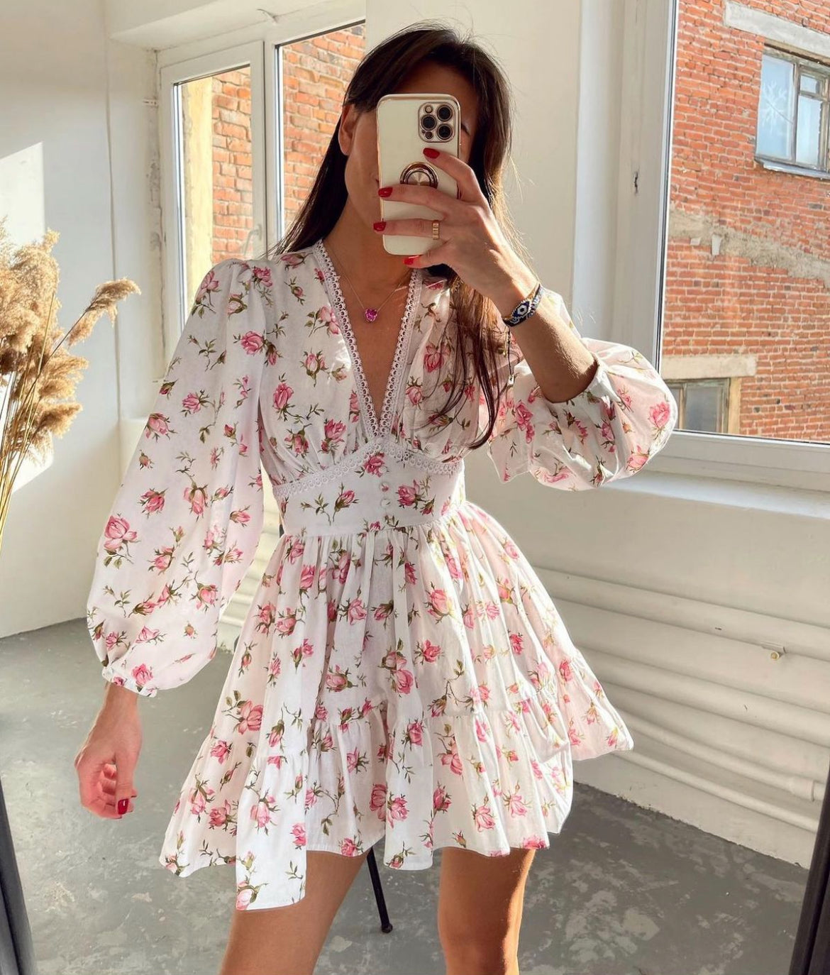Pamela | Elegant Summer Dress with Ruffles and V-Neck