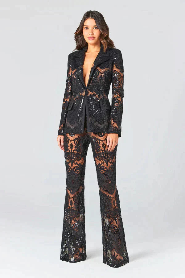 Geneva® | Blazers and hollow mesh pants for women