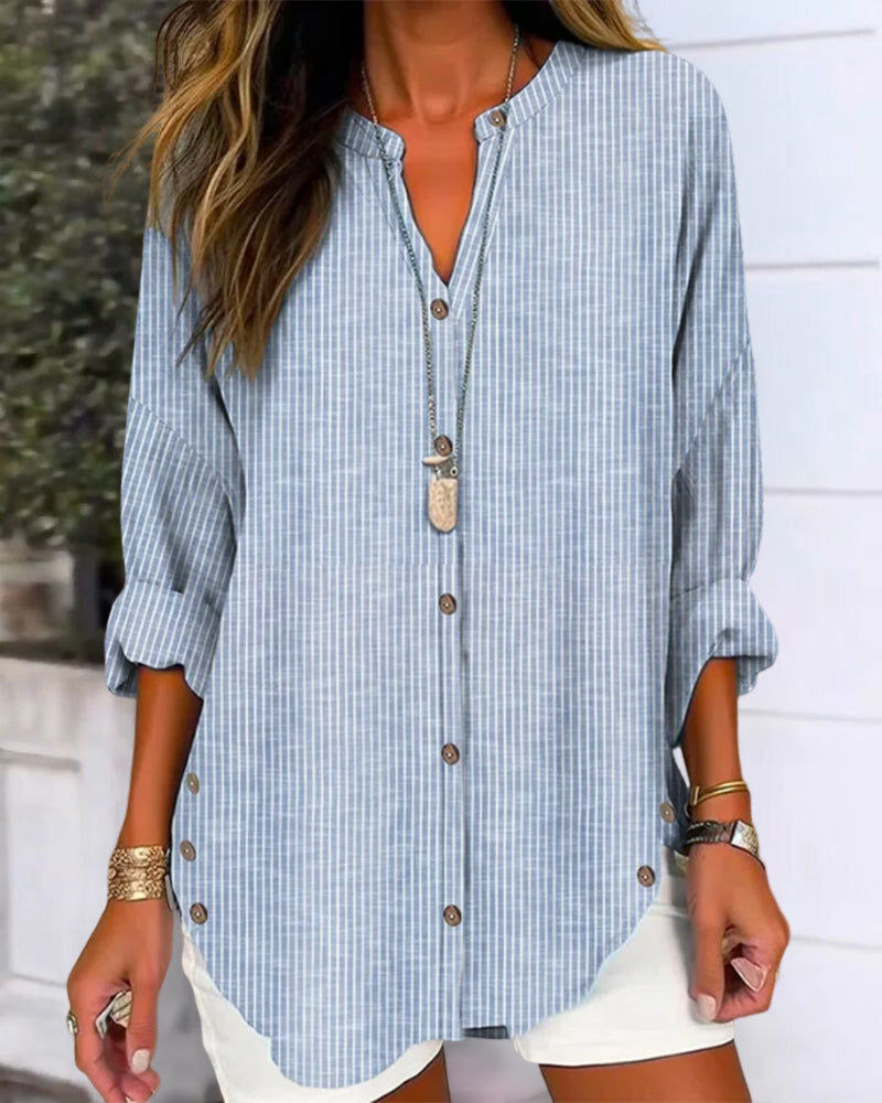 Betty | Stylish Loose Fit Long Sleeve Button-Up Blouse for Women