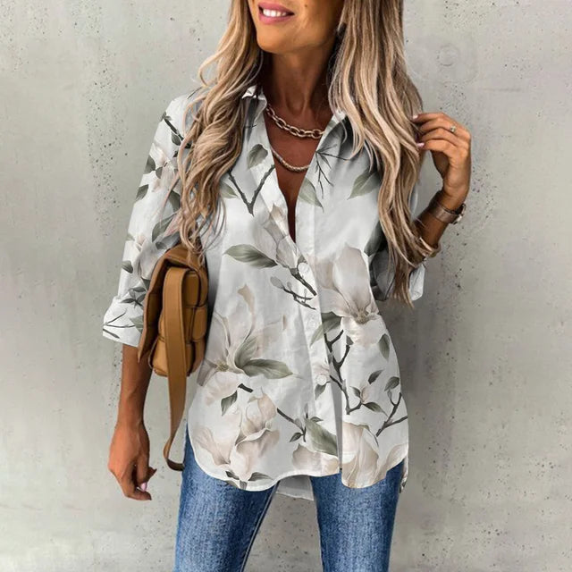 Melina® | Casual, Loose Long-Sleeved Blouse With A Floral Pattern