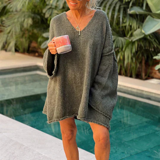 Beate | Loose knitted sweater for women with V-neck
