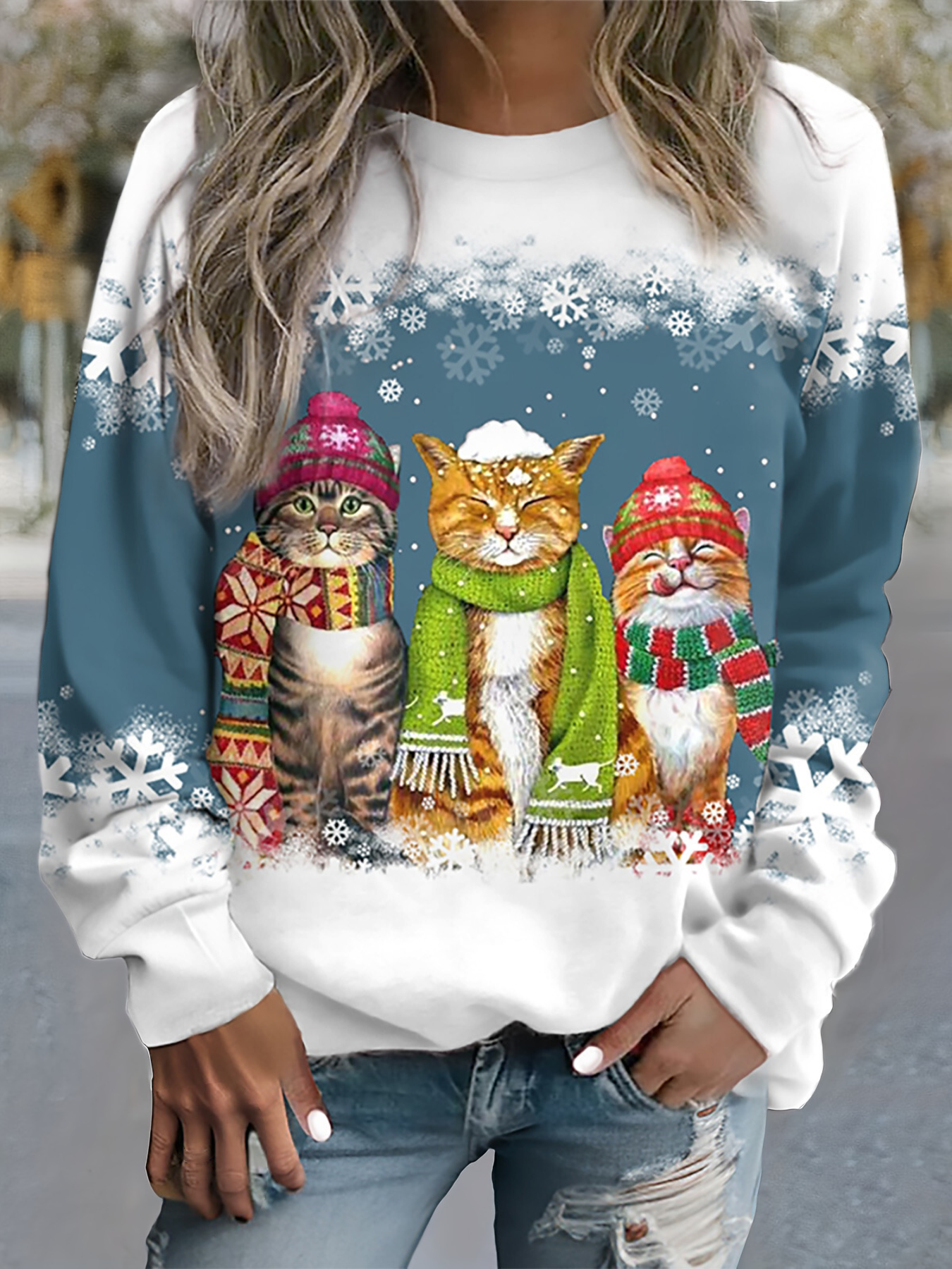 Aurora | Comfortable winter sweatshirt with cat motifs