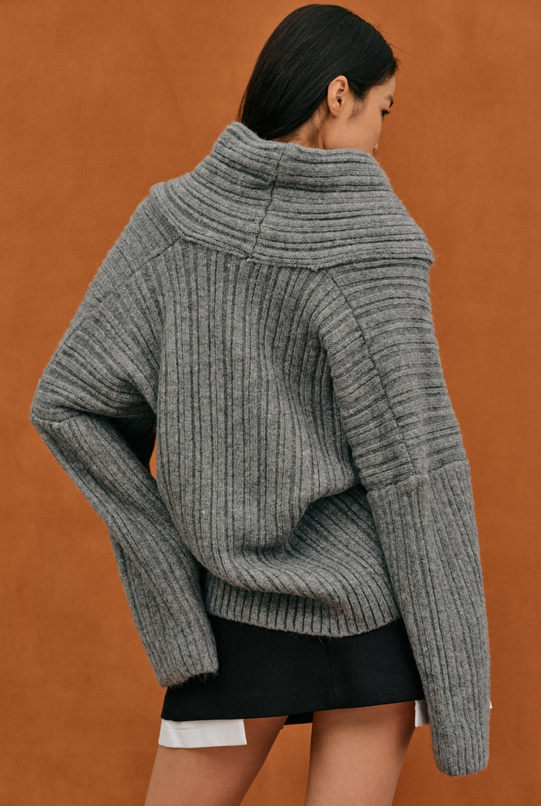 Xiomara® | Pull oversize for women with rouleau haut Tricoté