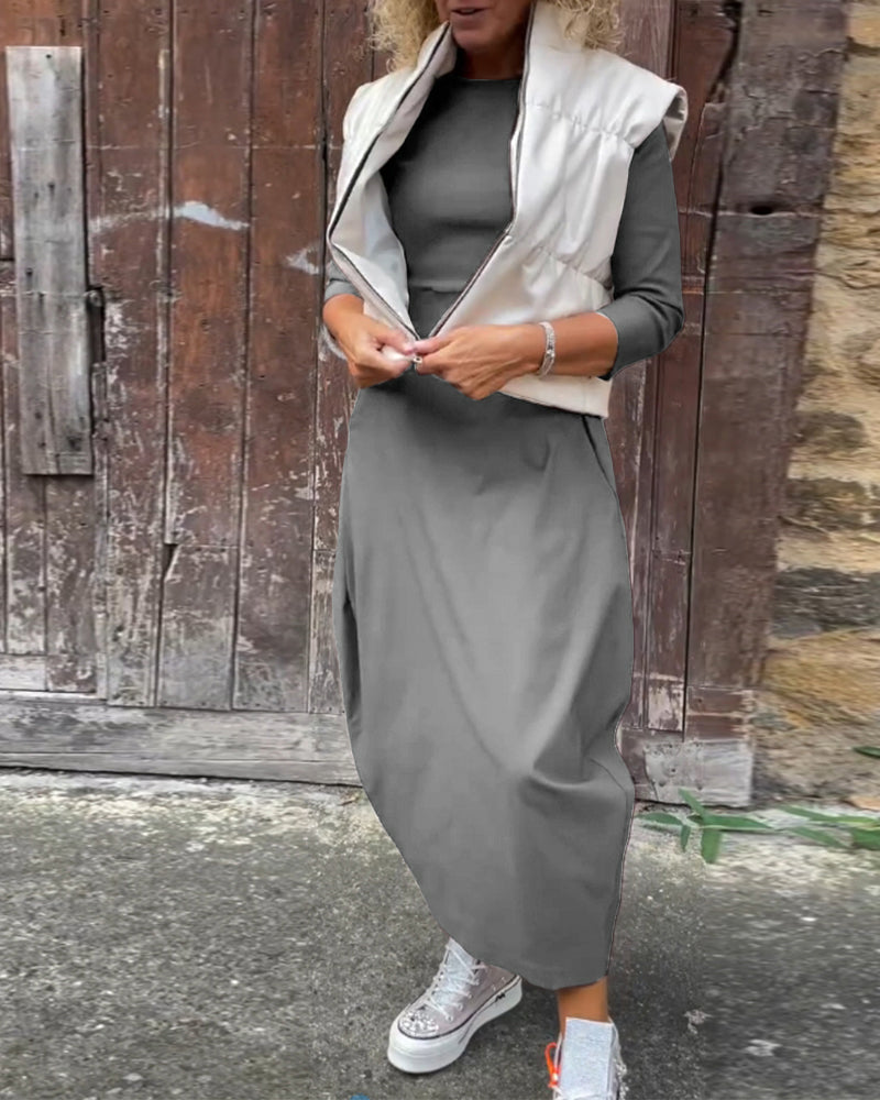 Alice | Elegant, simple Prosta dress with long sleeves and pockets
