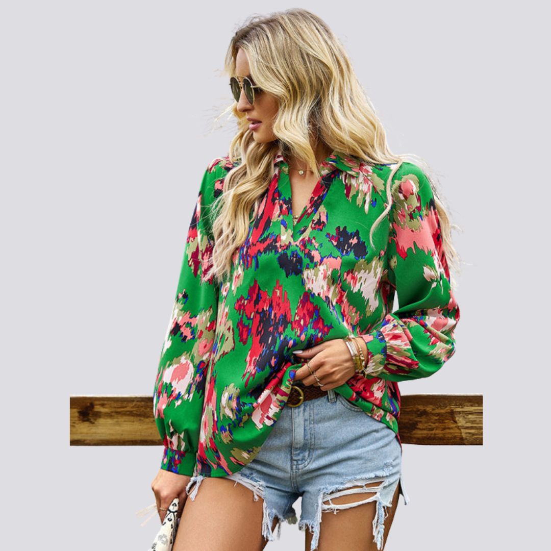 Lesley® | Blouse With V-Neck And Abstract Print