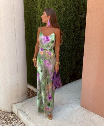 Ivana® | Colorful, Sexy Maxi Dress With Halo Dye Print And Detachable Scarf