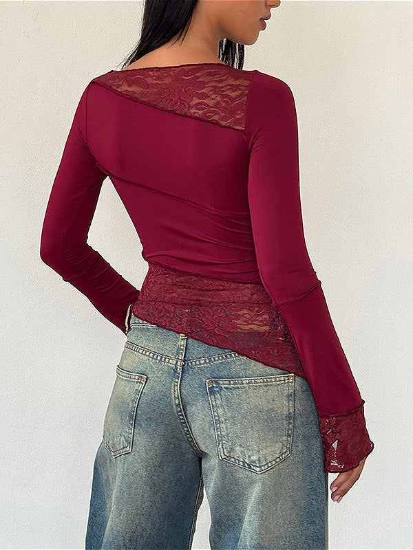 Vintage Slim Fit Floral Detail Long Sleeve Long Sleeve Tee