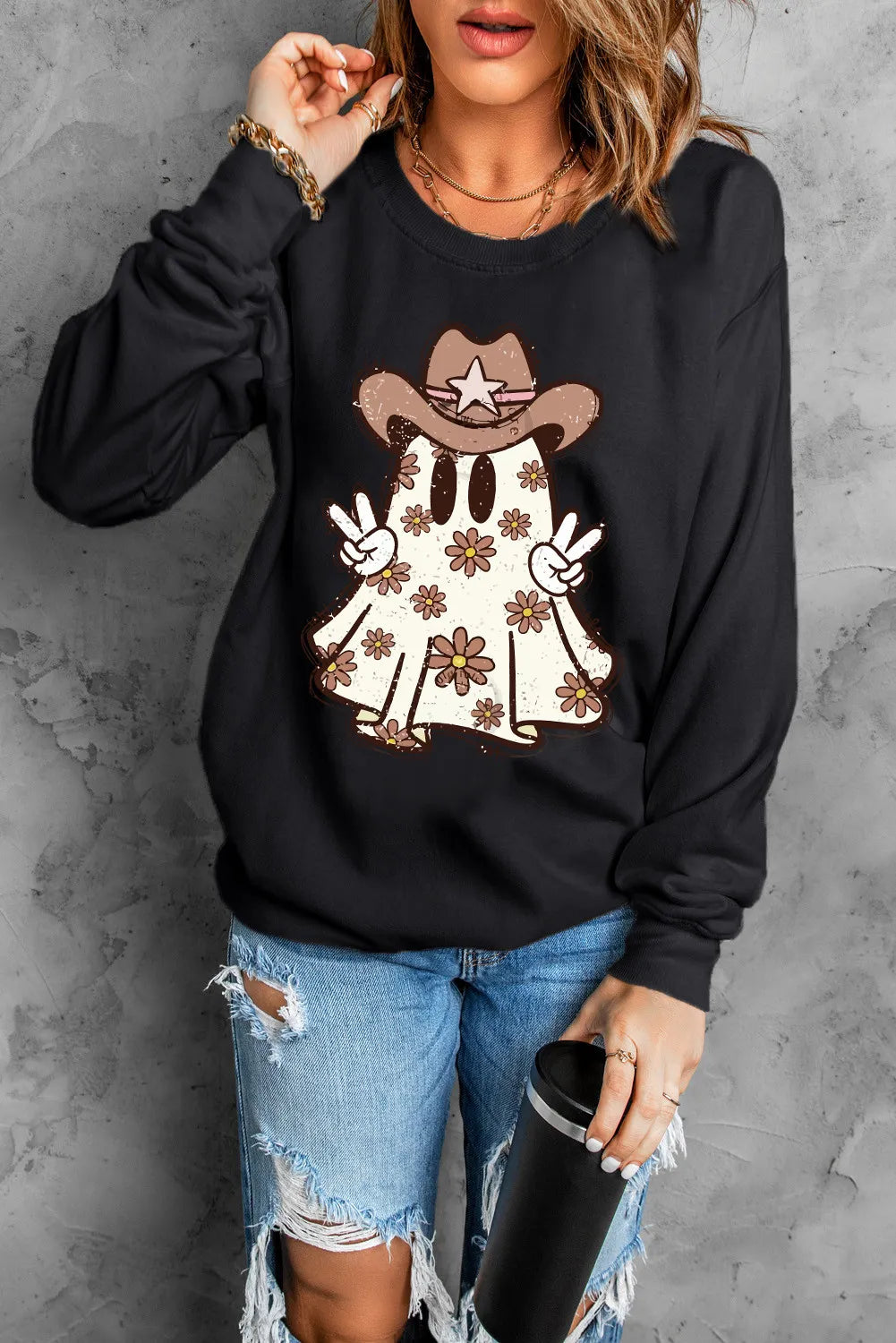 Lidia | Ghost crew neck long sleeve sweatshirt