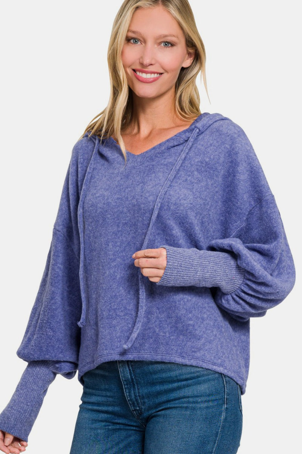 Rosario | Brushed Hacci hoodie with dropped shoulders