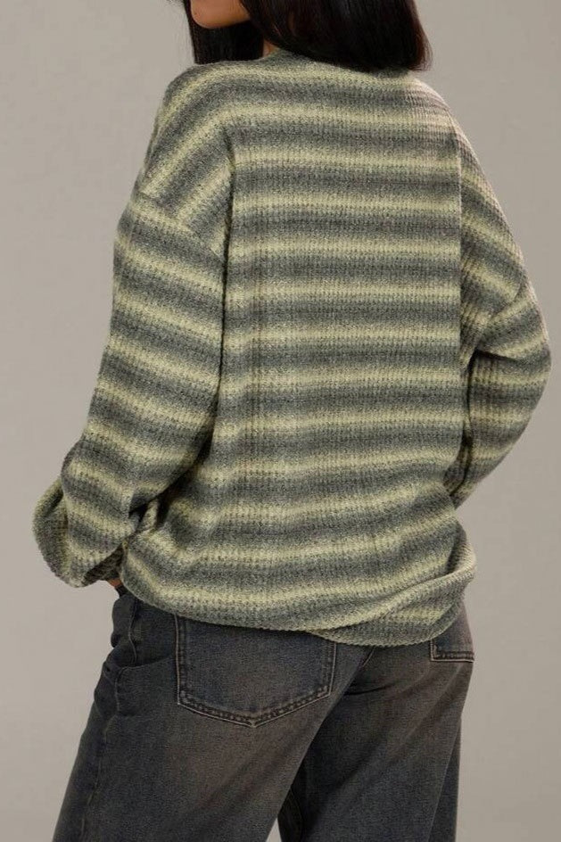 Relaxed Elegant Striped Knit Pullover Blouse
