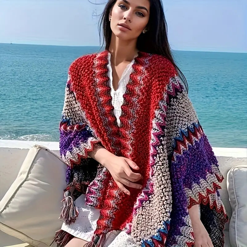 Antonia | Knitted poncho shawl