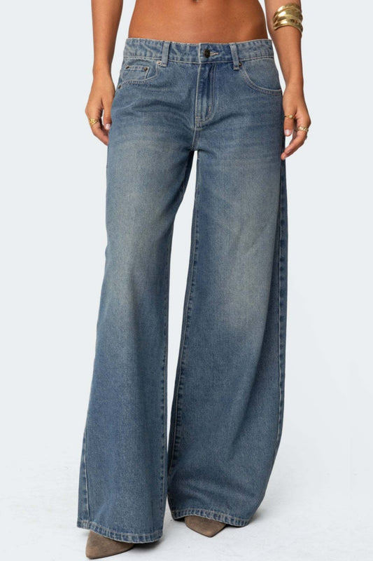 Loose Fit Printed Wide Leg Jean
