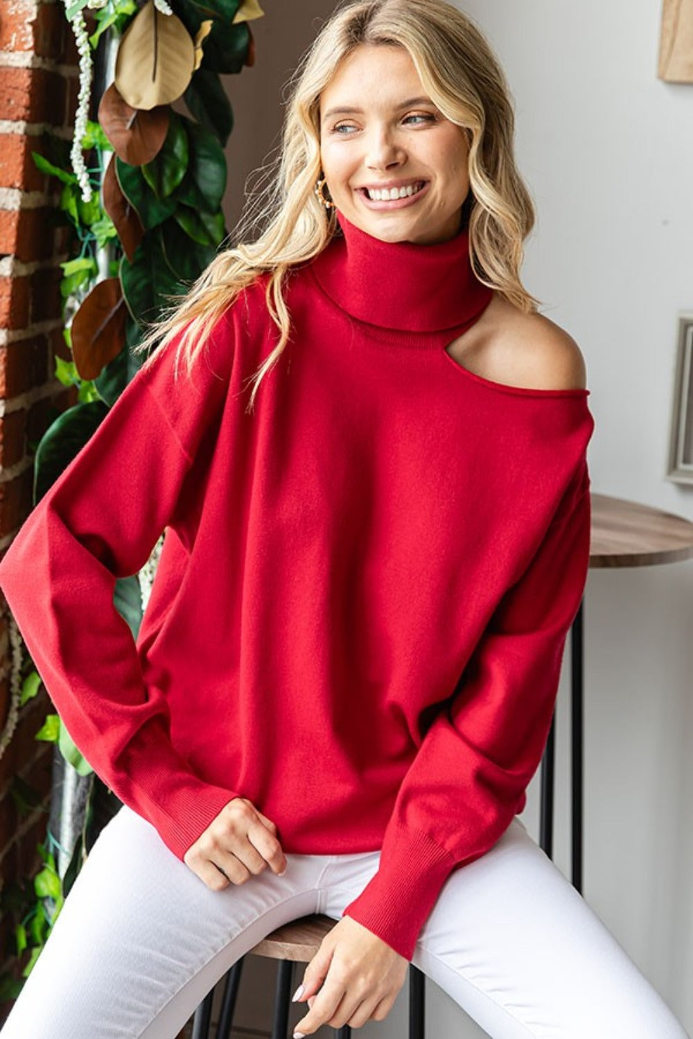 Marina | First Love turtleneck sweater with cut shoulders