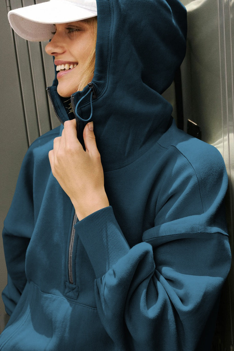 Athletic Cropped Solid Zipper Sweatshirt