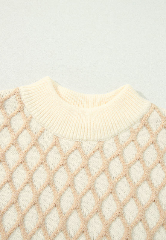 Miriam | Long-sleeved sweater with a stand-up collar and a diamond pattern