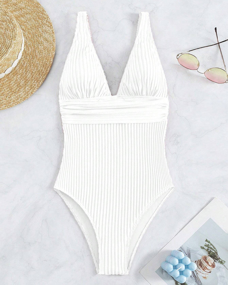 Krystel® | Ribbed, Solid-Colored Swimsuit