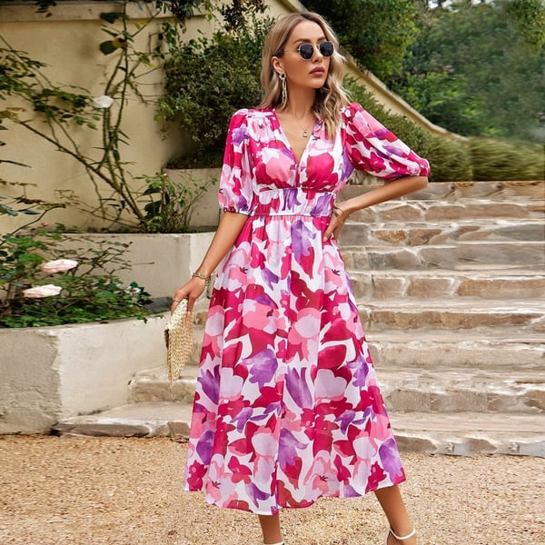 Pilar® | Women's printed V-neck dress