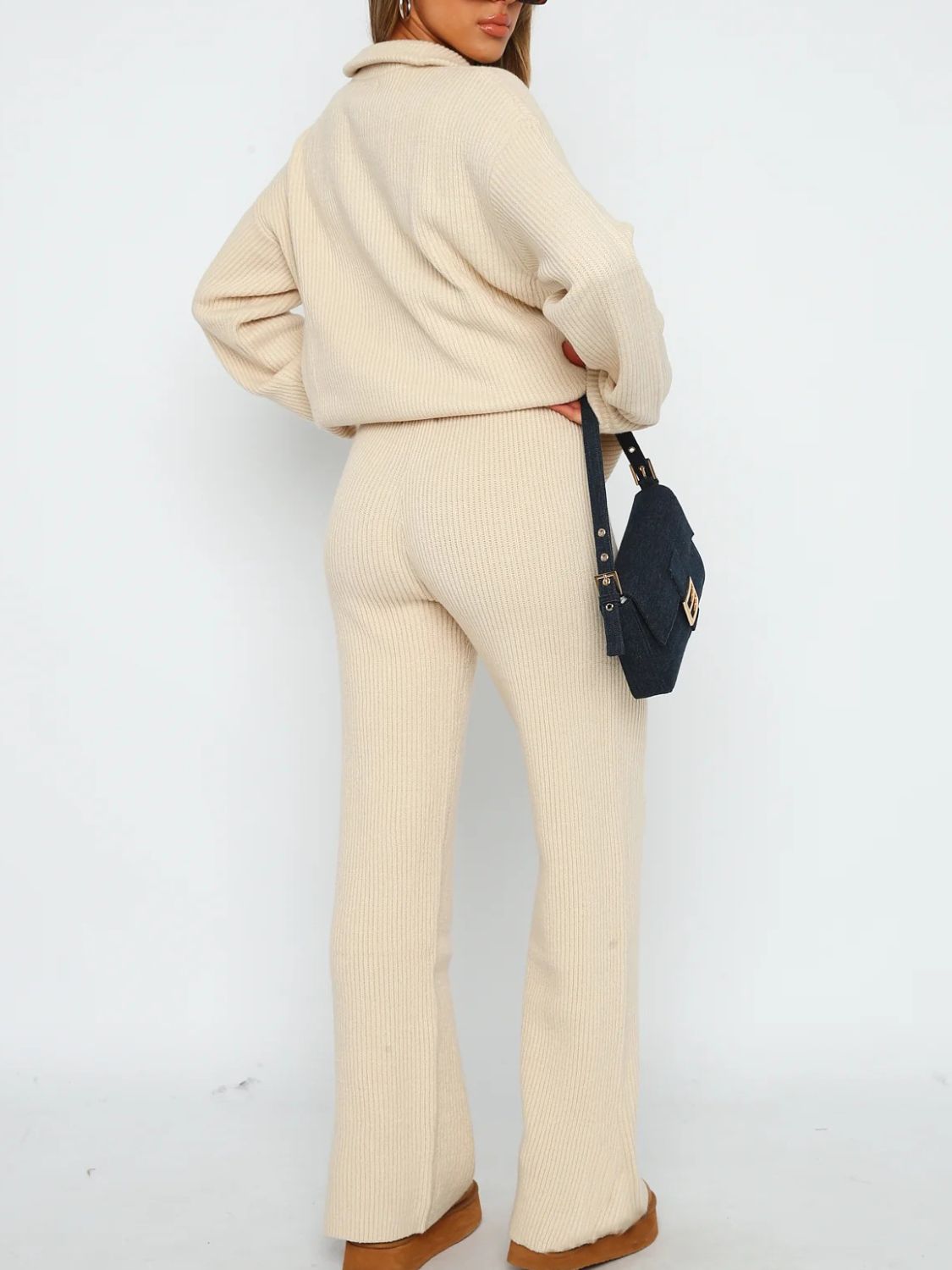 Agnes | Long sleeve top and quarter zip trousers set