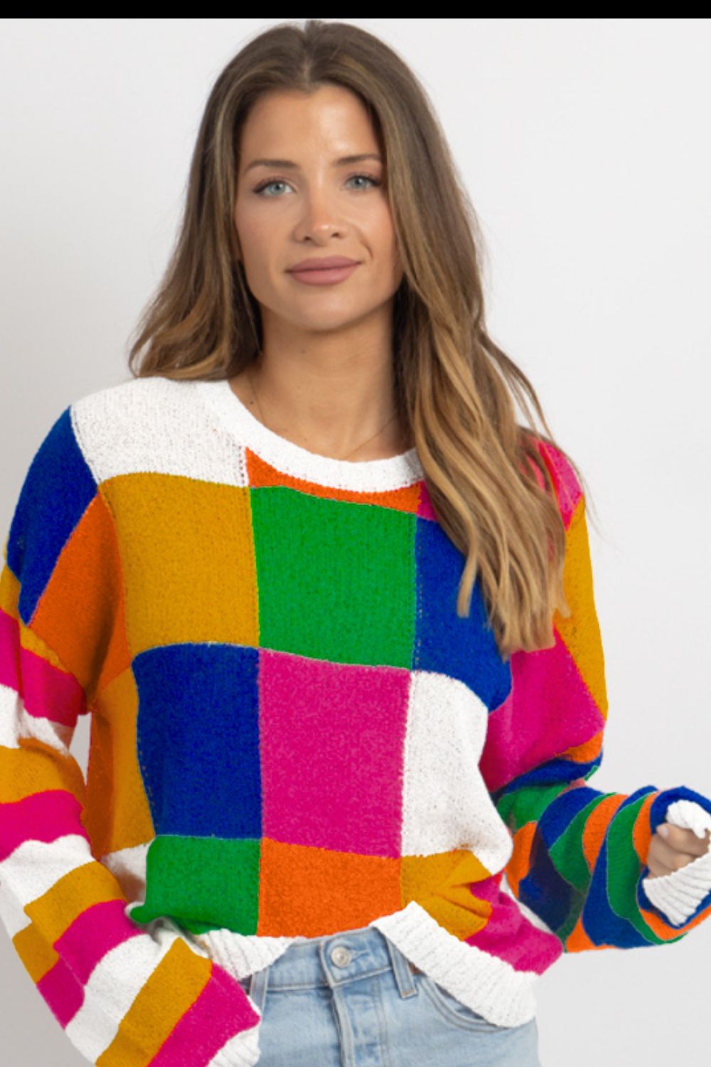 Marina | Color block sweater with a crew neck and long sleeves