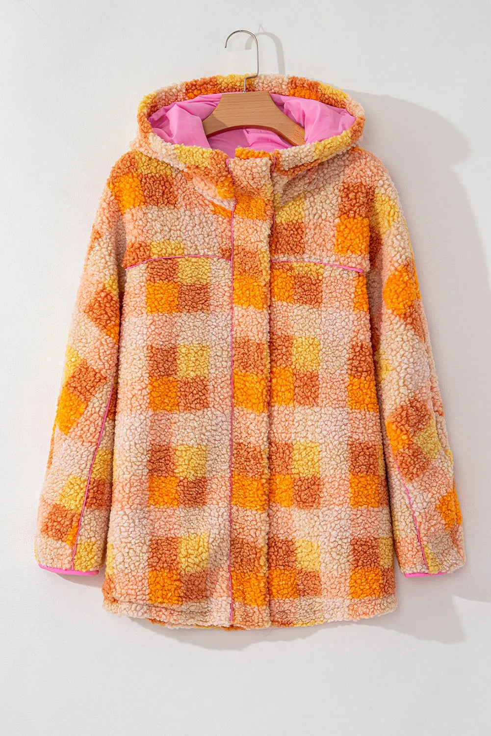 Marlene | Checked long sleeve hooded jacket