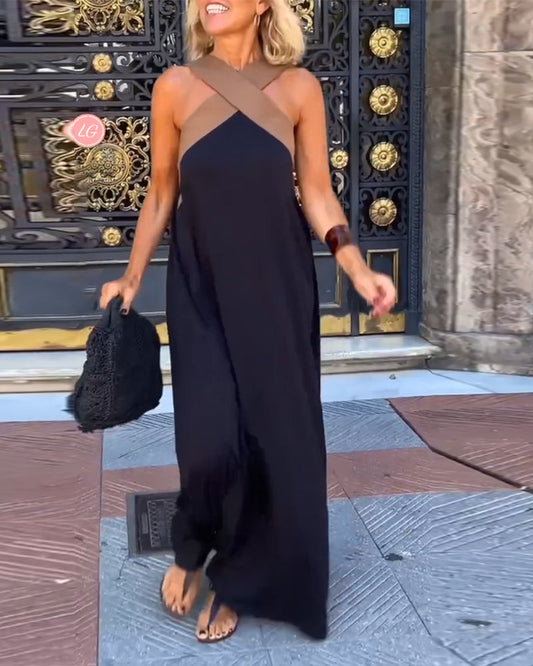 Camille | Elegant Maxi Cross Neck Dress for Special Occasions
