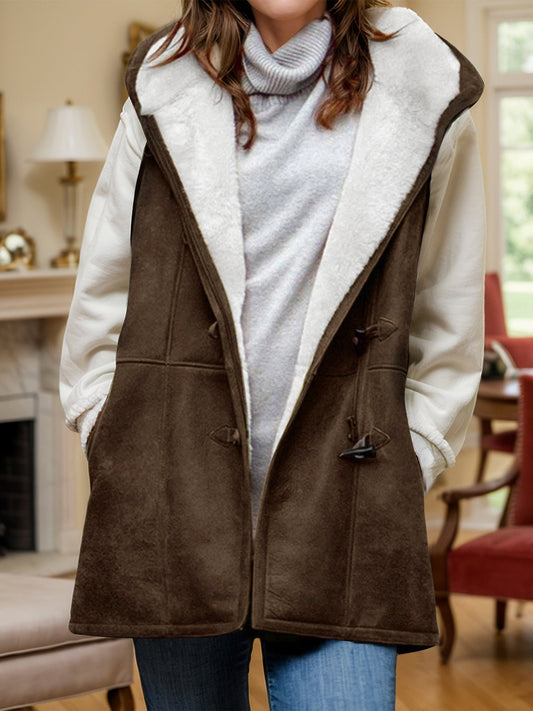 Alicia | Fluffy vest coat with hood and pockets