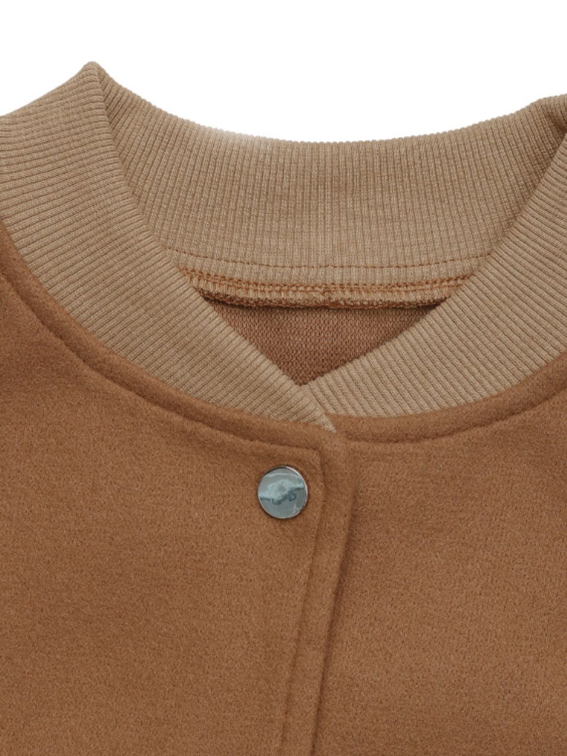 Araceli | Perfee Baseball Collar Snap Down Long Sleeve Jacket