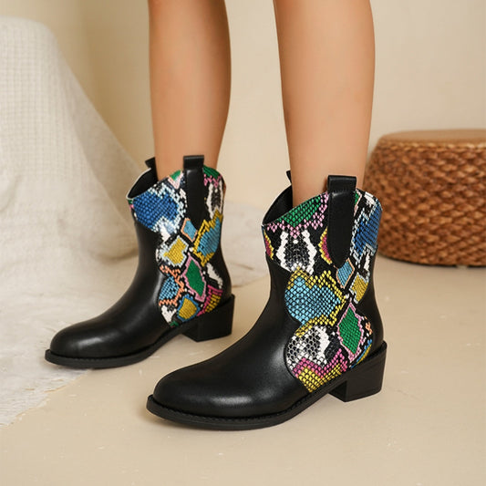 Jacqueline | Color block PU leather boots