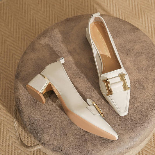 Destiny | Stylish Loafers with Block Heel – Elegant Pointed-Toe Shoes for Office & Everyday Wear