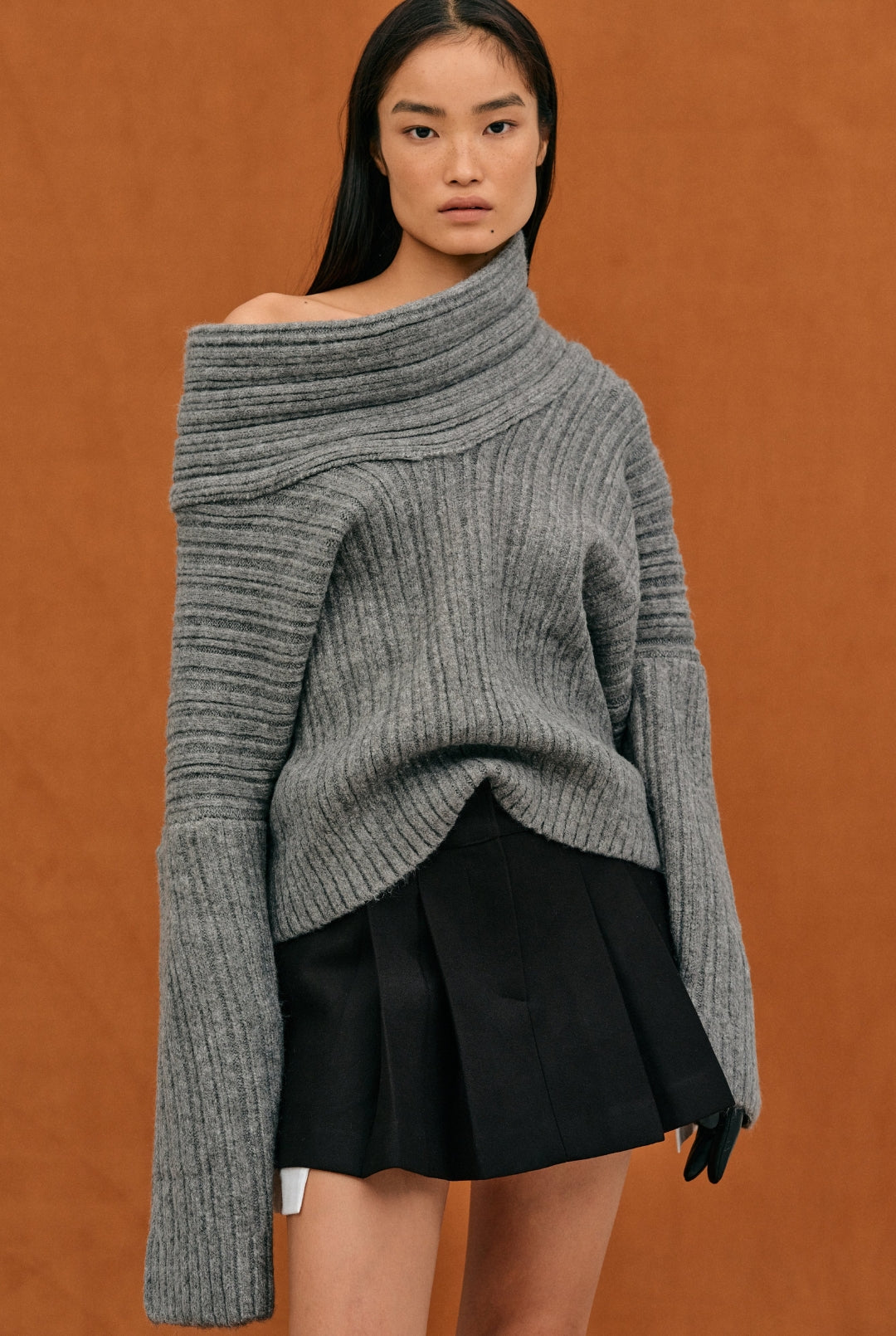 Xiomara® | Pull oversize for women with rouleau haut Tricoté
